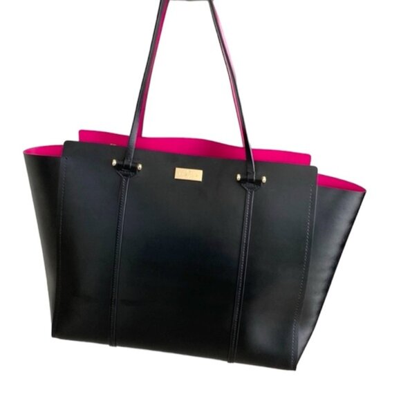 Kate Spade Annelle Arbour Hill Leather Tote Shoulder Handbag Pink Black Laptop - Picture 1 of 16